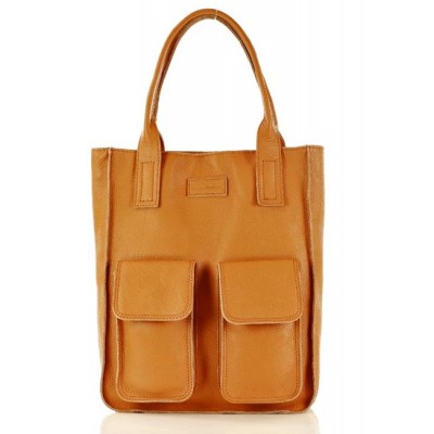 Crossbody Tote Shopper Schwarz & Beige aus Leder für Damen